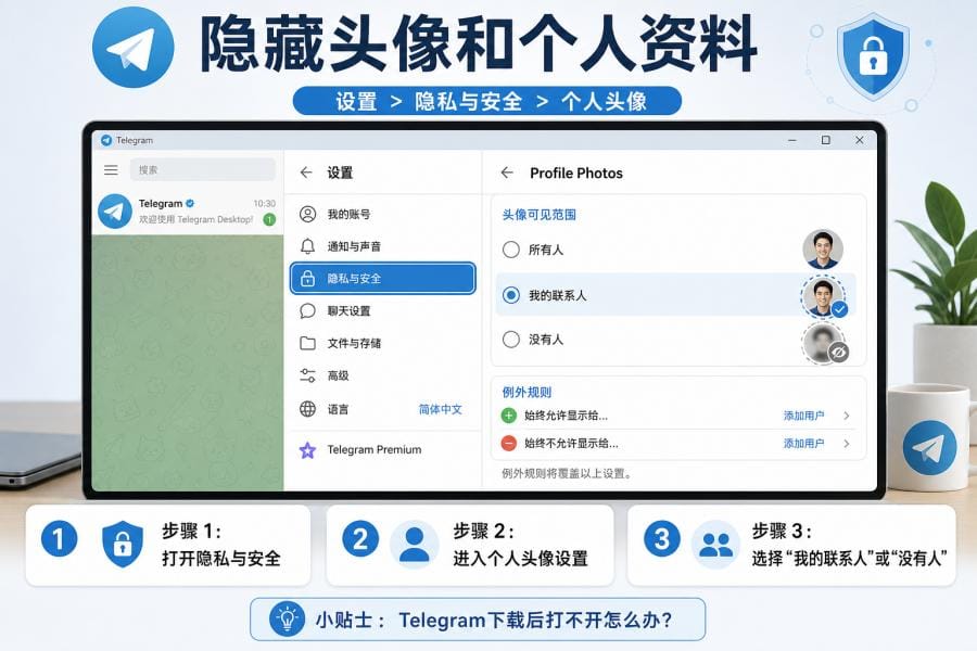 隐藏 Telegram 头像和个人资料