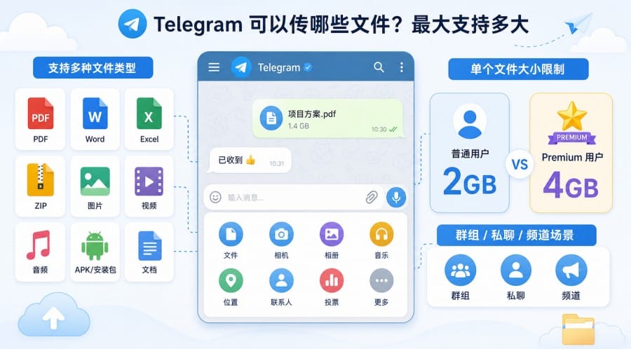 TG 怎么传文件?手机、电脑、大文件和原图发送教程 配图 1