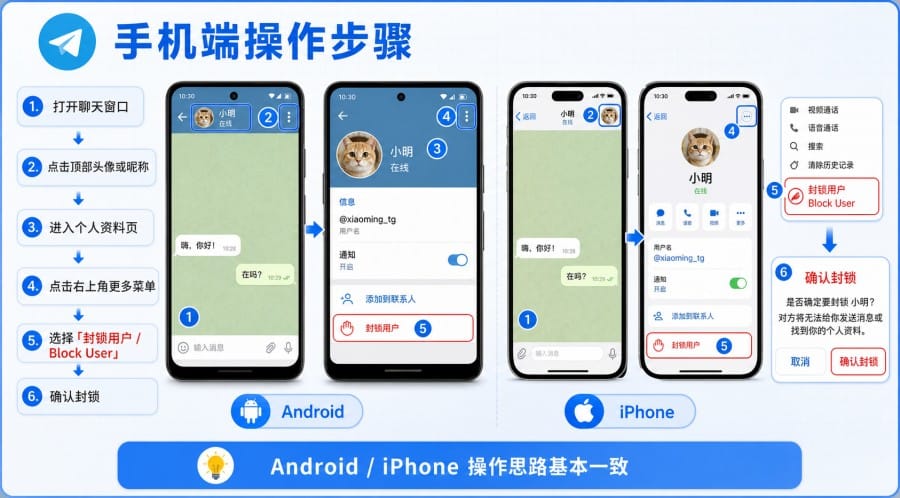 TG 怎么拉黑别人?手机、电脑和群组封锁用户教程 配图 1