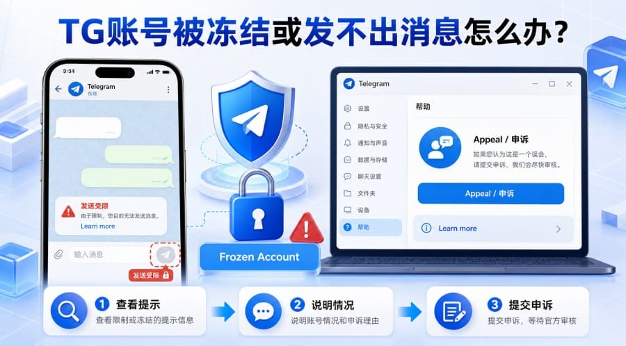 TG 账号异常怎么办?被封、冻结、无法登录和收不到验证码的处理方法 配图 2