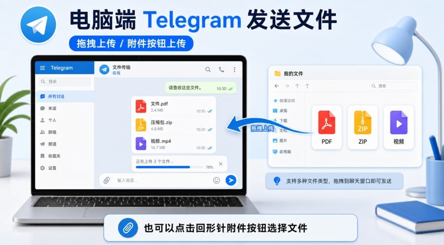 TG怎么发送文件？手机、电脑、网页版发文件方法 第 3 张正文图