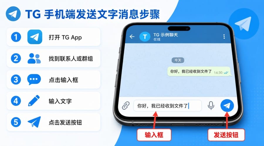 TG 怎么发消息?Telegram 文字、图片、文件、语音和删除教程 image 1