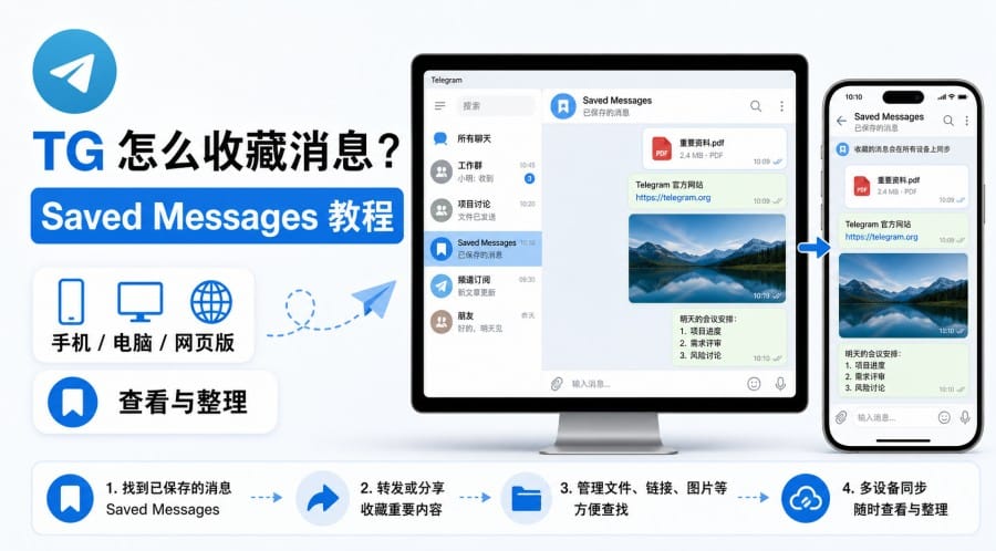 TG 怎么收藏消息?Saved Messages 保存、查看和整理教程 第 1 张正文图