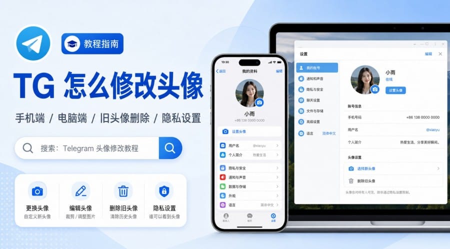 TG 怎么修改头像?手机和电脑端更换头像教程 第 1 张正文图