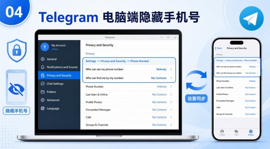 TG 怎么隐藏手机号？手机和电脑端隐私设置教程 第 4 张正文图
