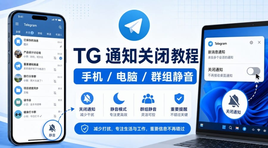 TG 怎么关闭消息通知?手机、电脑和群组静音设置教程