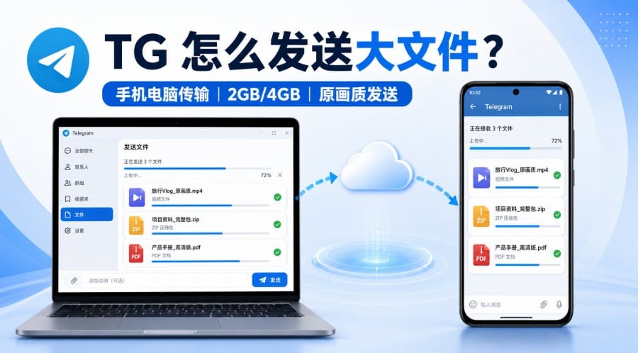 TG 怎么发送大文件?Telegram 手机电脑传输与不压缩发送教程