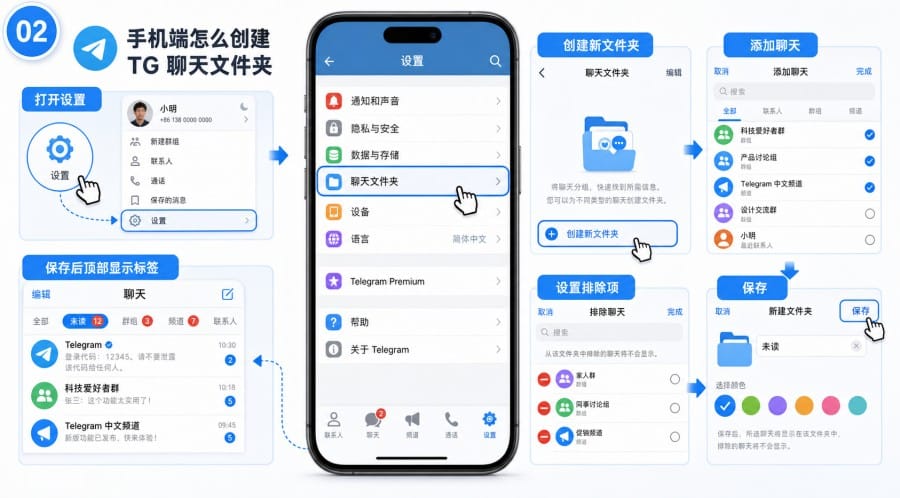 TG聊天太多怎么分类Telegram聊天文件夹创建与管理教程 - 配图 1