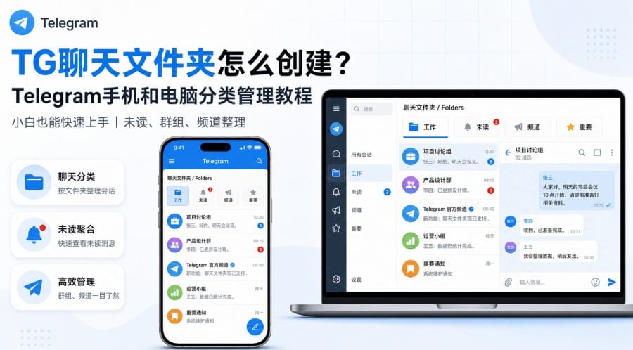 TG聊天太多怎么分类?Telegram聊天文件夹创建与管理教程