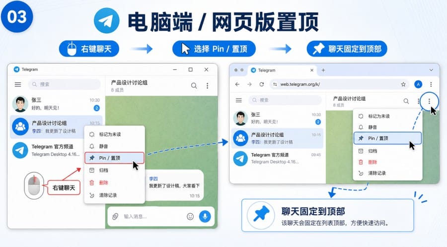 TG 怎么置顶重要联系人群组和频道 - 配图 2