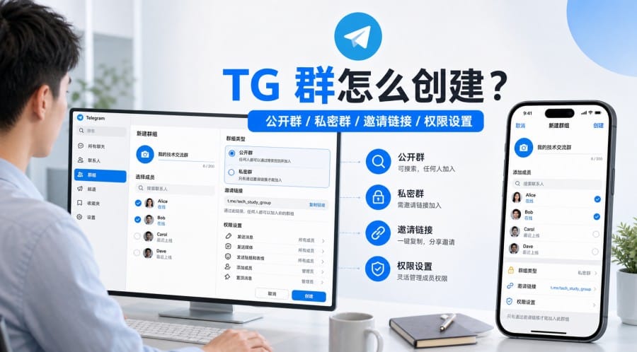 TG 群怎么创建？手机、电脑建群与公开私密设置指南