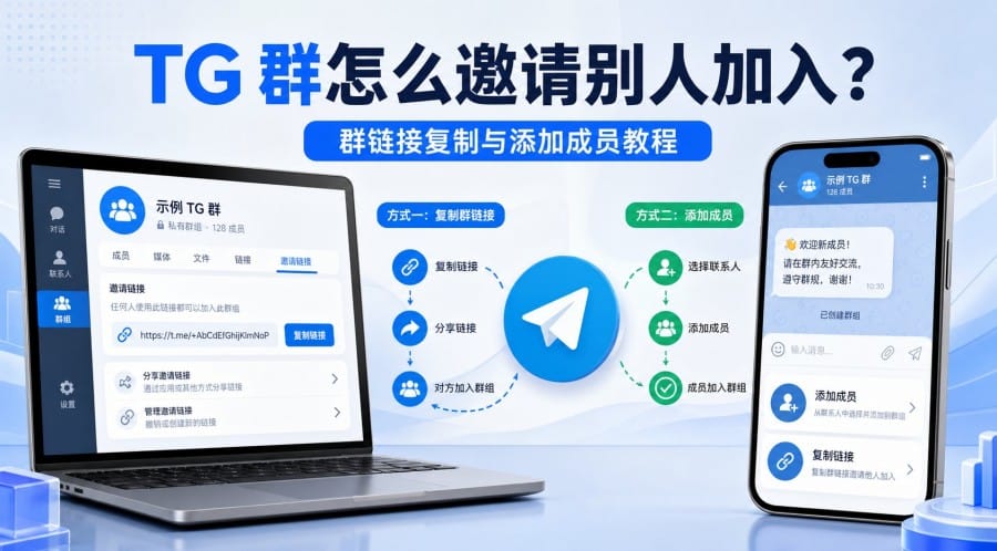 TG 群怎么邀请别人加入?群链接与添加成员操作指南 封面图