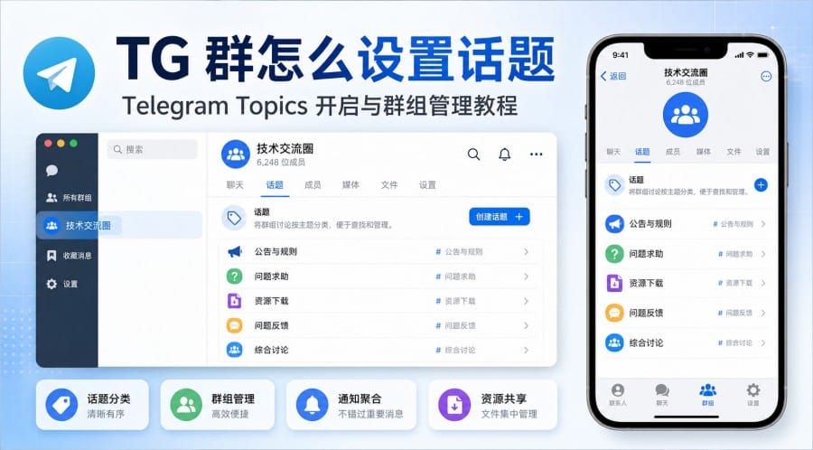 TG 群怎么设置话题？开启 Topics 并整理大型群组