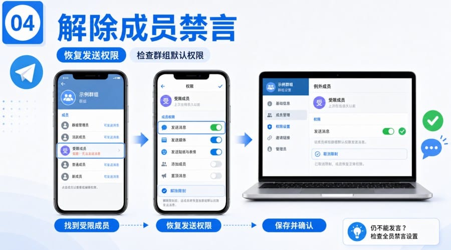 TG 群怎么禁言成员?手机与电脑端操作方法 - illustration 3