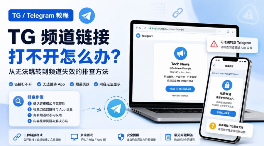 TG频道链接打不开怎么办?Telegram无法跳转与频道失效排查
