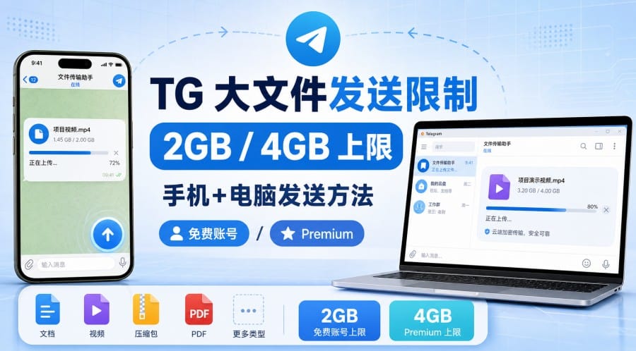 TG 文件太大发不出去怎么办?2GB/4GB 限制与发送方法